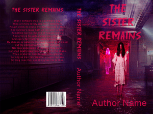 The Sister Remains: Premade Book Cover: Ghostly horror paranormal. A woman in nightdress in an asylum or hotel? Gothic, theme based on 'The Shining'.