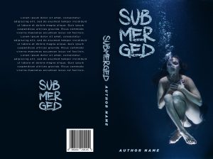 woman drowning or hiding underwater. horror premade book cover