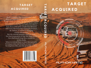 Target Acquired: Premade Book Cover: Action thriller awaits this sniper or drone inspired target of convoy security vehicles in a desert. BookSelf UK