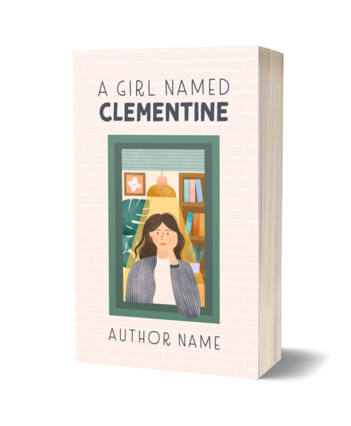 A Girl Named Clementine: Premade Book Cover. Watercolour illustration with a pastel colour palette featuring a young female character. 